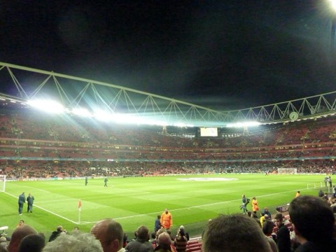 Emirates Stadium under lights